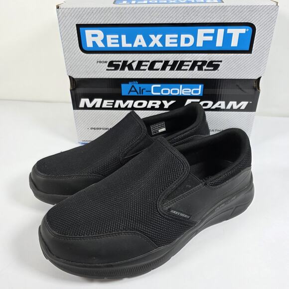 Men\'s Size 9 Athleisure Skechers Air Cooled Memory Foam Slip Wide Black main image 5